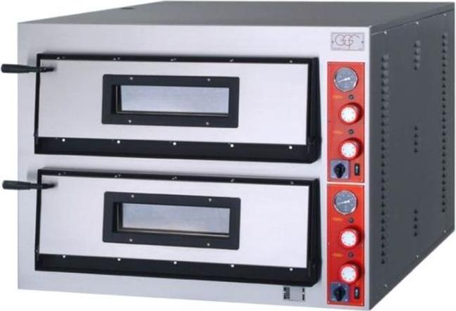 GGF Pizzaofen mit zwei Kammern für 8 Pizzen à 360 mm, Vollschamott, 12 kW, 1010 x 850 x 750mm (BxTxH)