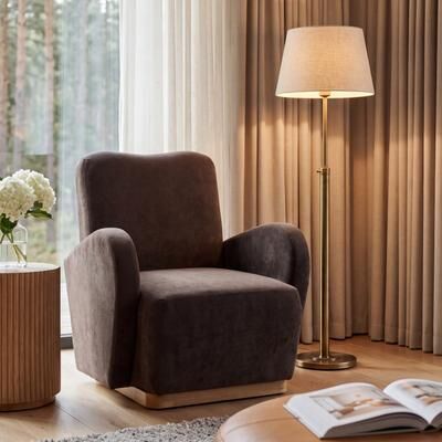 Christopher Knight Home - Modern Upholstered Velvet Accent Chair with Wooden Base & Armrests