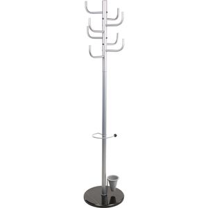 Böttcher-AG Garderobenständer Premium, silber, mit 8 Haken, aus Metall, mit Marmorstandfuß, 172 x 40cm