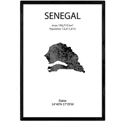 POSTER Länder & Kontinente Senegal A3 Schwarzer Rahmen