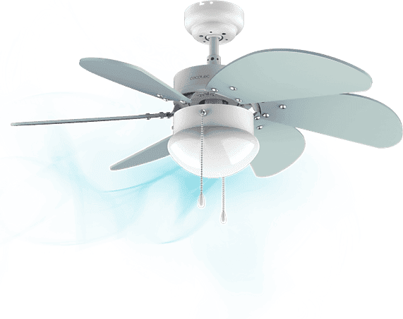 Ventilador de techo - Cecotec EnergySilence Aero 3600 Vision Sky, Lámpara, 3 Velocidades, 6 Aspas reversibles, Función Verano/Invierno, Azul