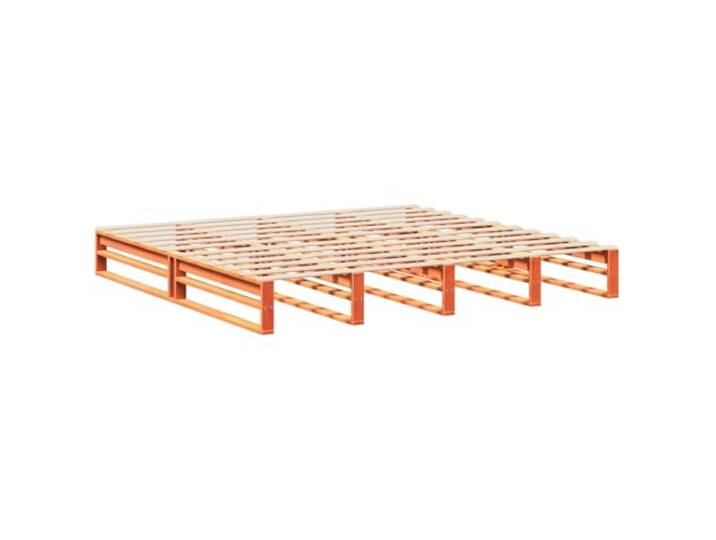 KTHLBRH Bett aus Kiefernholz, 200 x 200 cm, Braun Stabile Struktur, Sperrholzlatten im Lieferumfang enthalten, Matratze nicht im Lieferumfang enthalten, Montage erforderlich