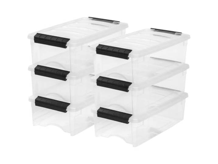IRIS USA Aufbewahrungsbehälter mit Deckel, 6 Quart, hergestellt in den USA, stapelbar, transparent, Organisationslösung, Riegel, langlebig, verschachtelbare Behälter, sicherer Zuggriff, BPA-freier