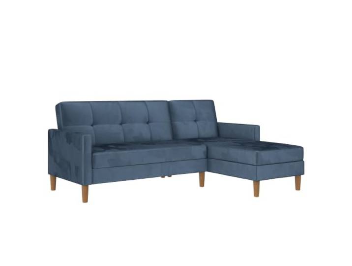 Lilly Schlafsofa 3-Sitzer mit Stauraum aus Samt, Blau