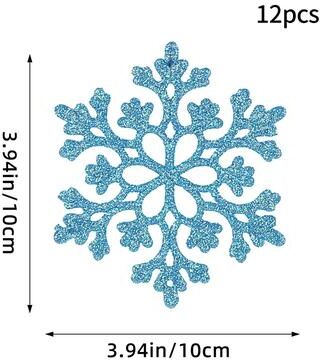Modern Mode Marketplace Christmas Venue Decoration, Pink Glitter Plastic Snowflake, Winter Party Supplies, Ornaments For Home, Tree Pendant blue Type C 12pcs