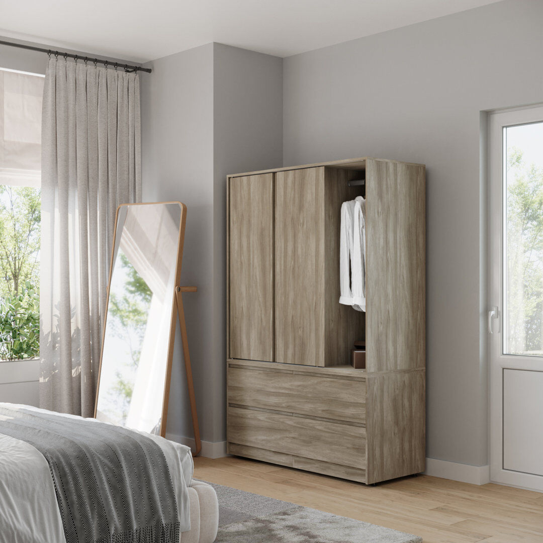 17 Stories Manufactured Wood Wardrobe Oak 120cm W X 51.5cm D