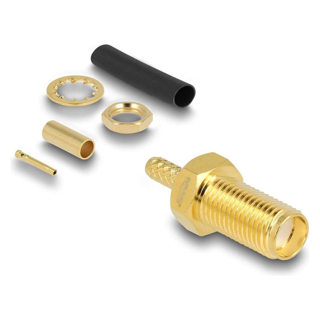 Delock SMA Buchse zum Crimpen RG-174 / RG-316mit passendem Schrumpfschlauch (Stecker und Verbinder) (91785)
