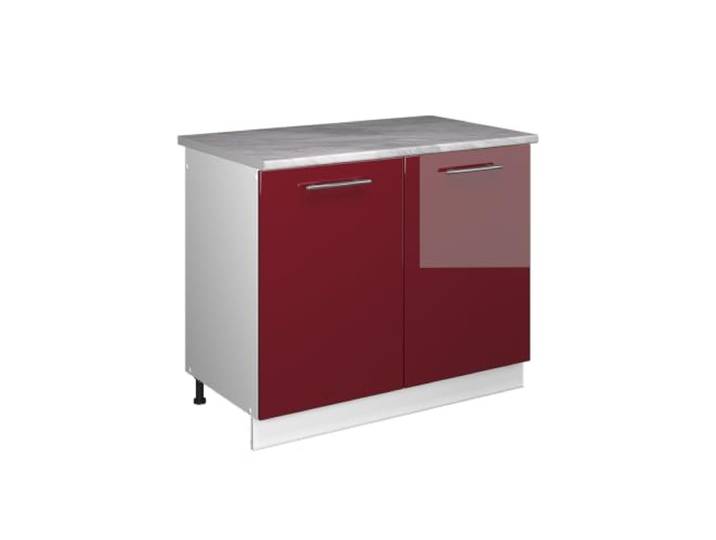 Vicco Spülenunterschrank Fame-Line, Bordeaux Hochglanz/Weiß, 100 cm MDF-Front · Arbeitsplatte Marmor · Höhenverst. Füße · Metallgriffe · Soft-Close