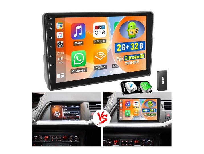 ESSGOO Für Citroen C5 II 2008-2017 CarPlay Android 15 Autoradio DSP GPS WIFI Navigationsgerät (Carplay Android Auto Bluetooth EQ USB GPS Navi DAB (optional)