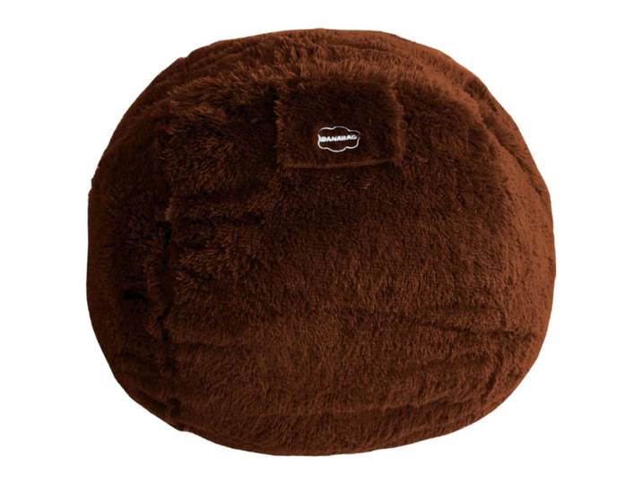 Pouf géant déhoussable fausse fourrure chocolat 120 cm