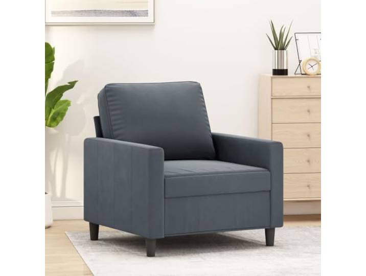 HEFZGDB Dunkelgrauer Samt Sessel 60 cm Breite mit Metallgestell für Wohnzimmer Komfort und Elegantes modernes Design