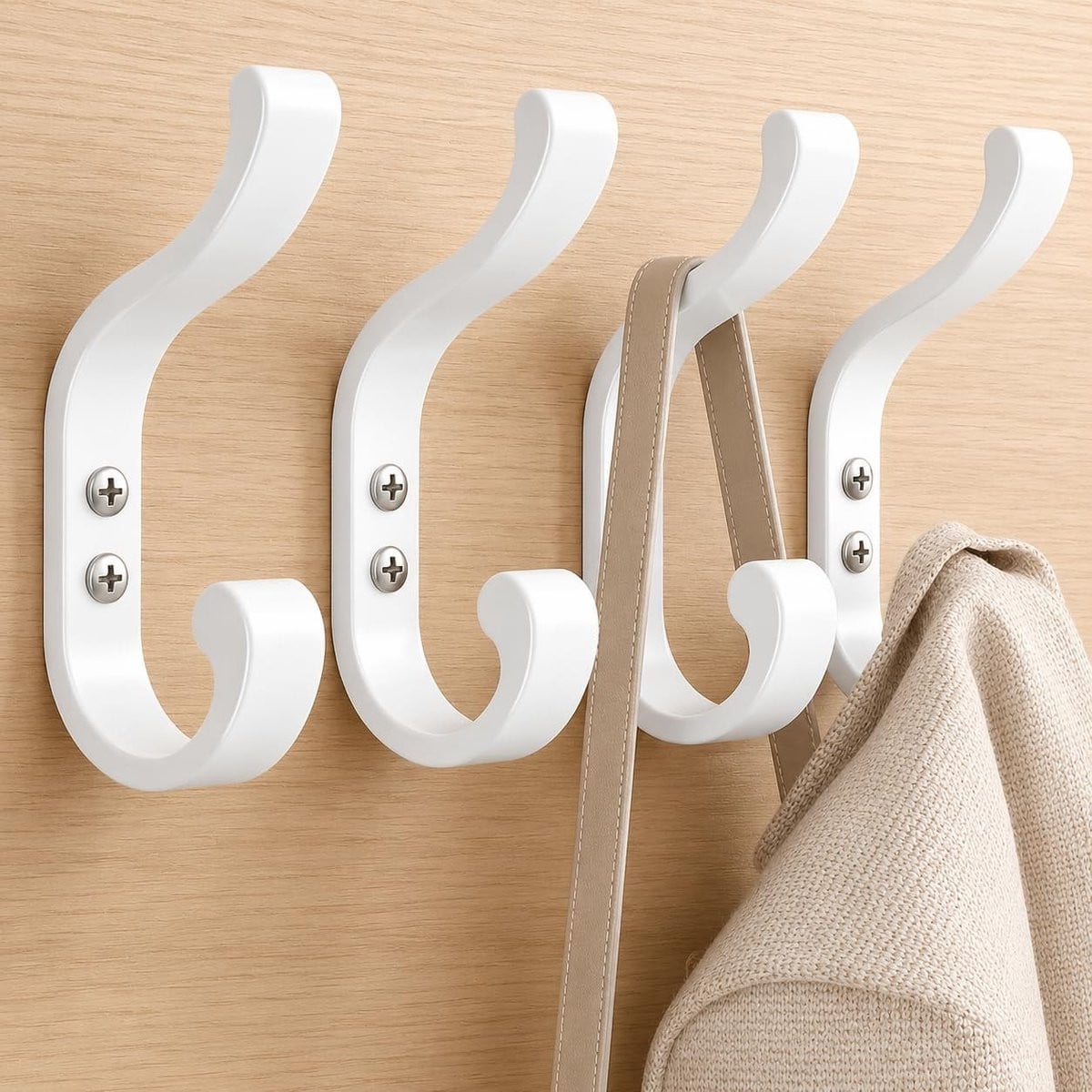 Omgoods Wandhaken voor Jassen, 4 stuks, Zwart