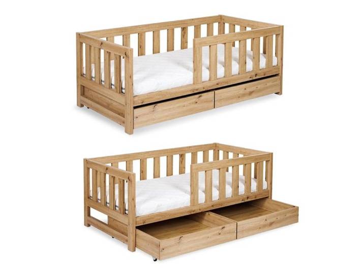 AMELIA Lit enfant 160x80 Chêne avec double tiroir