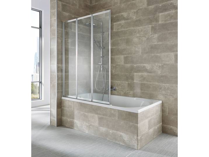 Badewannenaufsatz WELLTIME Nassau , silber (alufarben), B:120cm H:140cm, Duschwände, Badewannenaufsatz, Badewannenfaltwand, Spritzschutzwand für Badewanne, Glaswand