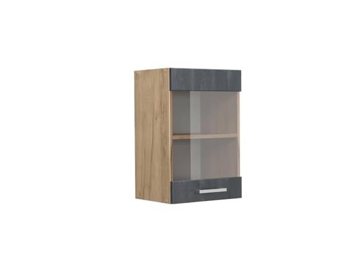 Vicco Küchenglasschrank R-Line, Schwarz Beton, 40 cm 1 Tür · 1 Einlegeboden · Tiefe – 31 cm · Frei kombinierbar · Alles im Blick