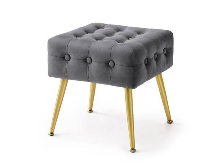 Tabouret rembourré en velours 40 cm QUADRA Gris Foncé