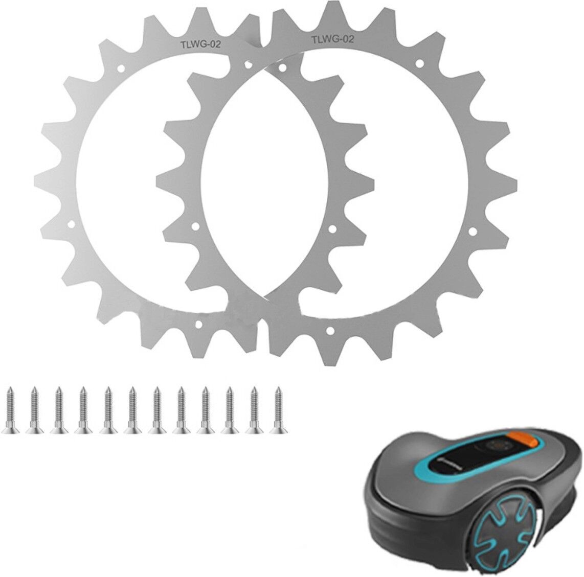 INF Crampons antidérapants pour tondeuse robotisée, acier laminé à froid, argent - compatible avec Gardena Sileno Minimo 250 et