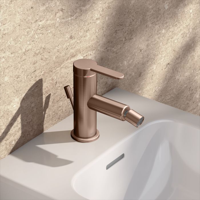 KEUCO IXMO Flat Bidetarmatur 59509293000 Ausladung 110mm, mit Ablaufgarnitur, rotgold gebürstet
