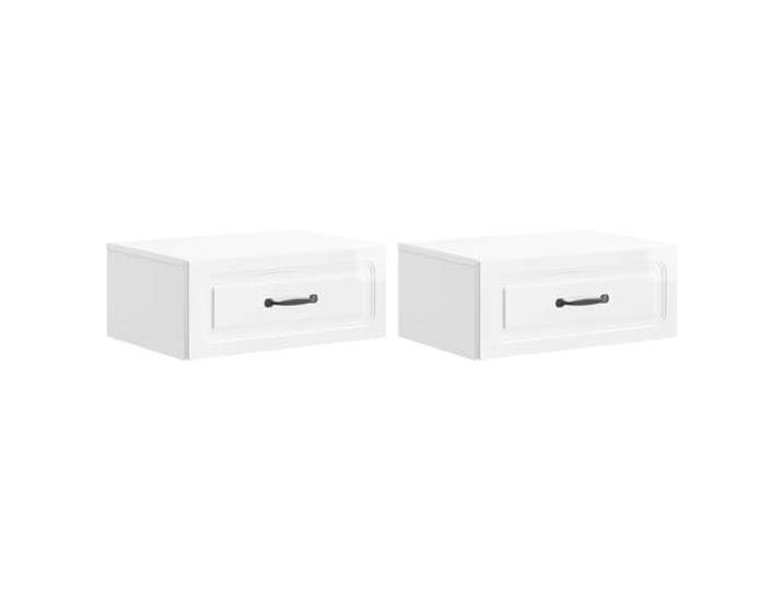 FMPGJLYH Nachttisch 2er Set Wandmontiert 49x34,5x20 cm Hochglanz Weiß Platzsparendes Design, Zur Wandbefestigung, Mit zwei Schubladen