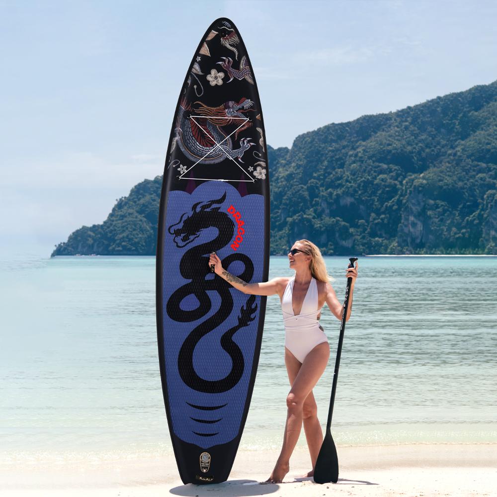 Aufblasbares SUP-Board, Schwarz, 11 Fuß - PVC-Material - Paddleboard für Erwachsene