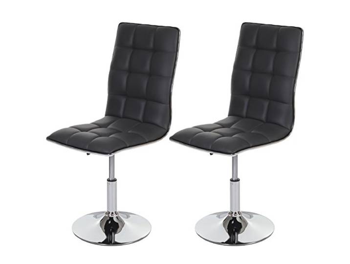 Mendler 2er-Set Esszimmerstuhl HWC-C41 Kunstleder MVG - grau