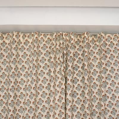 Fabdivine Floral Linen Curtain, Boho Drape, Semi Sheer Window Treatment, Hook Curtain Panel for Kidsroom