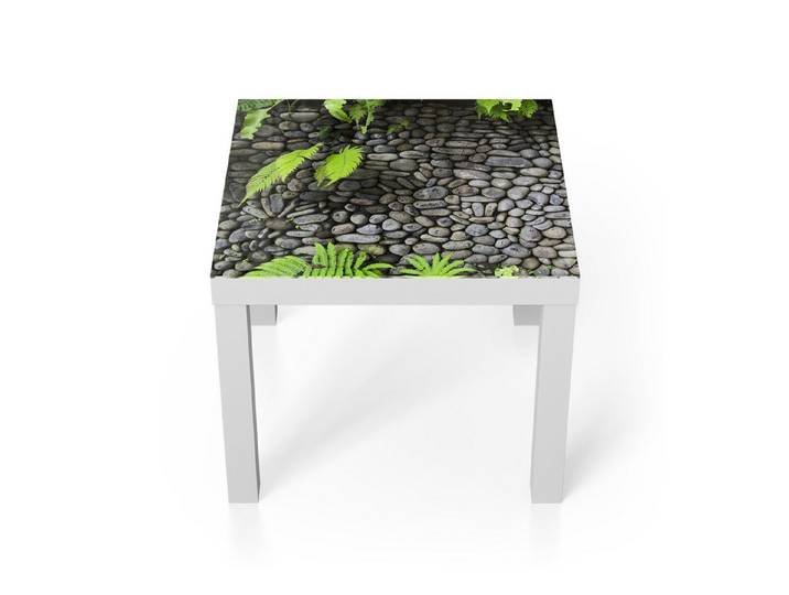 DEQORI Couchtisch 'Stein und Farn', Glas Beistelltisch Glastisch modern