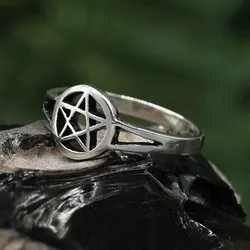 Drachensilber Pentagramm Ring Schmuck hochwertiges 925 Silber 52 - Silber