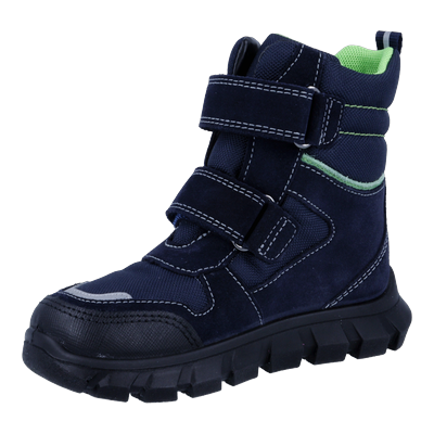 Klettboot RICHTER "Snow2.0", Mädchen, Gr. 35, Textil, blau (nachtblau), Textil, Veloursleder, Schuhe, Klettstiefel mit Kontrastnähten, Größenschablone zum Download