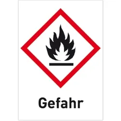 Aufkleber Entzündbar (GHS 02) Gefahr, Folie, 148x210 mm