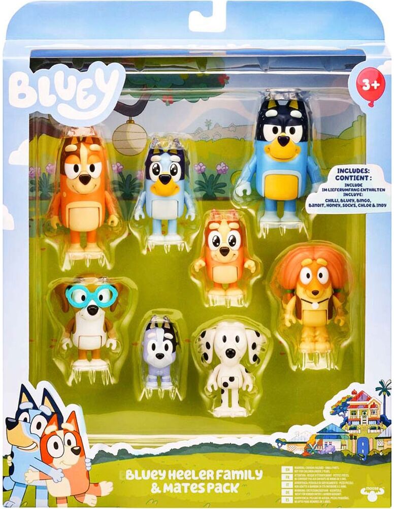 Spielfigur MOOSE "Bluey & Familie 8er Mega-Pack", bunt, Spielfiguren, Kinder, Kunststoff, Spielfigur