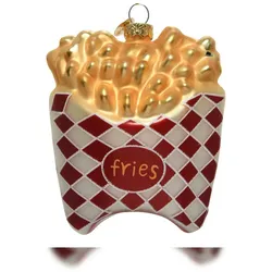 Christmas Decorations Christbaumschmuck Pommes 11cm Glas Weihnachtskugeln Christbaumkugeln Essen rot
