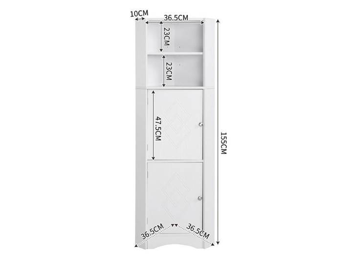 Armoire salle de bain avec deux compartiments de rangement compartiment ouvert avec plancher d'insertion réglable Blanc