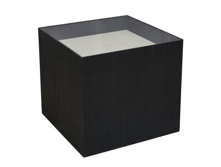Svita Beistelltisch EVA Schwarz/Natur, Schwarz, Transparent, Paulownia, Quadratisch, 50x45x50 cm, Wohnzimmer, Wohnzimmertische, Beistelltische
