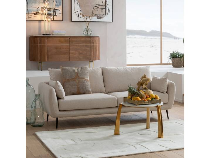 2-Sitzer Sofa Beige Polyester 219 x 83 x 88cm