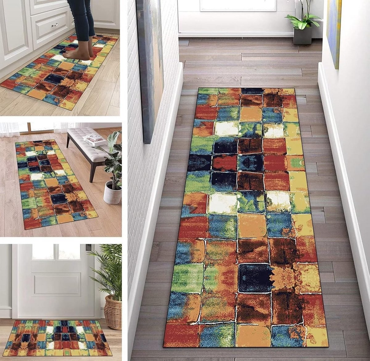 Wasbaar Vintage Vloerkleed Runner met Antislip voor Keuken, Gang of Slaapkamer