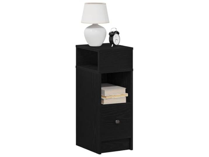 HEFZGDB Nachttische 2 Stück mit Schublade Schwarz 25x31x66 cm Holzwerkstoff Stauraum Schublade offene Fächer Schlafzimmer Kommode langlebig robust pflegeleicht