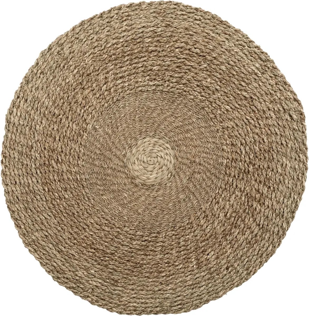 Safaary Bazar Bizar River Tapijt Naturel Rond van Zeegras en Raffia Ø 90cm