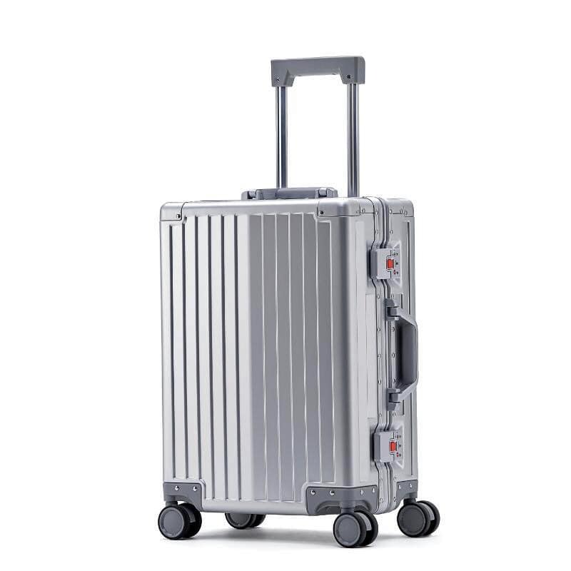 Aluminium Reisekoffer Silber 77 cm groß Rollen Trolley Hartschalen-Koffer bei Bowatex