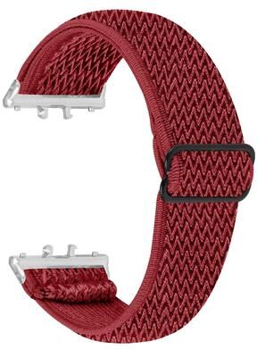 Everyday Crate Honor Watch X5 Elastic Nylon Watch Band Wave Pattern Woven Watch Strap With Silver Connector red