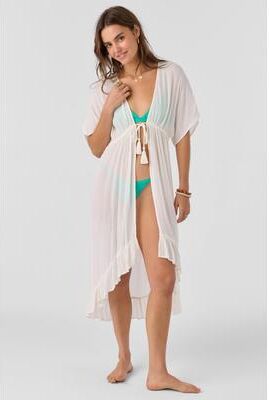 O'Neill s Wilder Midi Cover-Up Dress in Vanilla, Size Large, Viscose