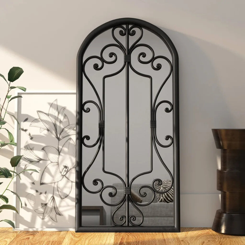 Rosalind Wheeler Abdul-Nafi Flat Mirror Black 100cm H x 45cm W