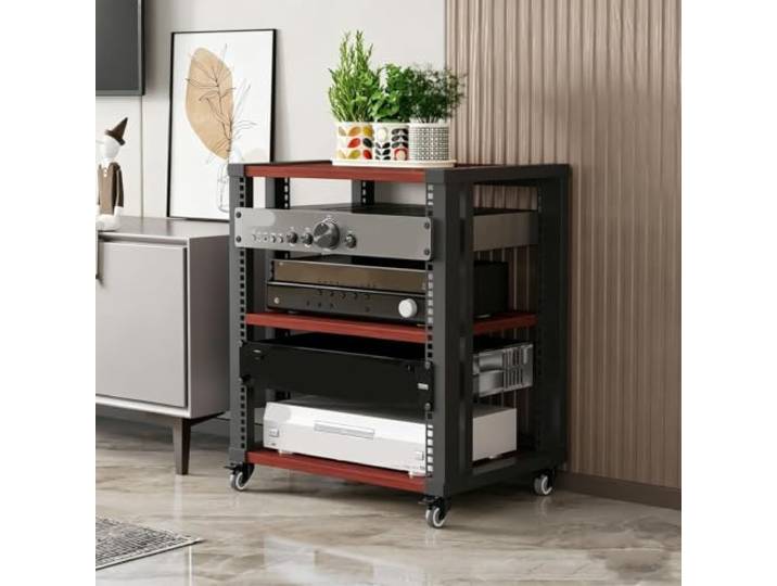 ZSCNYHMT Audio Rack, Verstellbares Mehrstöckiges Regal Audioausrüstung Flexible regalaufteilung, verstärkter rahmen, aufbewahrung für verstärker, receiver und mediengeräte