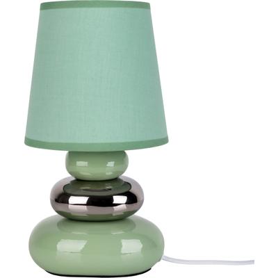 NÄVE Tischleuchte "Stoney", grün (mint, chrom), 1, Ø 16cm H: 31cm, 1 Stk., Leuchten, mit Keramikfuß und Textilschirm, 1xE14/max.40W, Tischleuchte