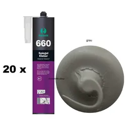 20 x Ramsauer 660 Spiegel Kleber grau 1K Hybrid Klebstoff 430g/290ml Kartusche