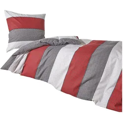 Traumschlaf, Bettwäsche, Nordic Stripe Red (Bettwäsche Set, 135x200 cm, 80x80 cm)