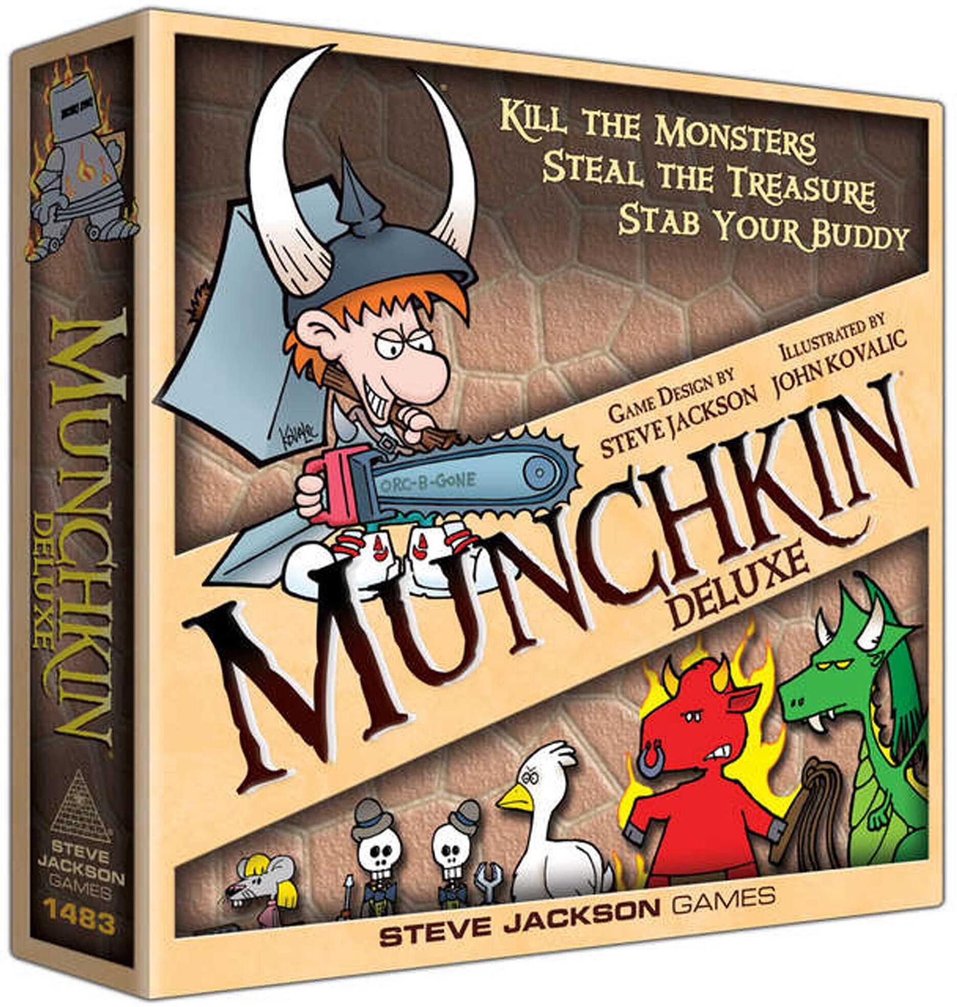 Munchkin Deluxe Card Game by Steve Jackson Games, Ages 10+, 2-6 Players, Humorous Dungeon Exploration, Outrageous Equipment and Unreliable Alliances