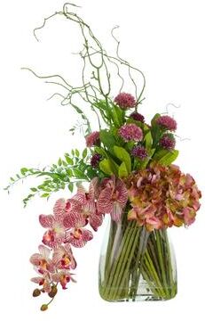 Creative Labs Modern Centerpiece with Orchids, Dahlias and Hydrangeas