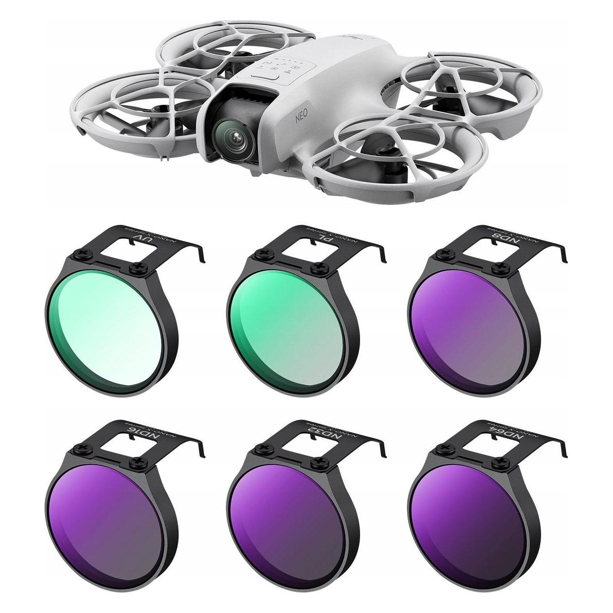 K&F Concept 6pcs Filter Kits, UV+CPL+ND8+ND16+ND32+ND64, HD, Anti-Reflection Green Coating, Waterproof and Scrat (Drohnen Filter, DJI Neo) (SKU.2332)