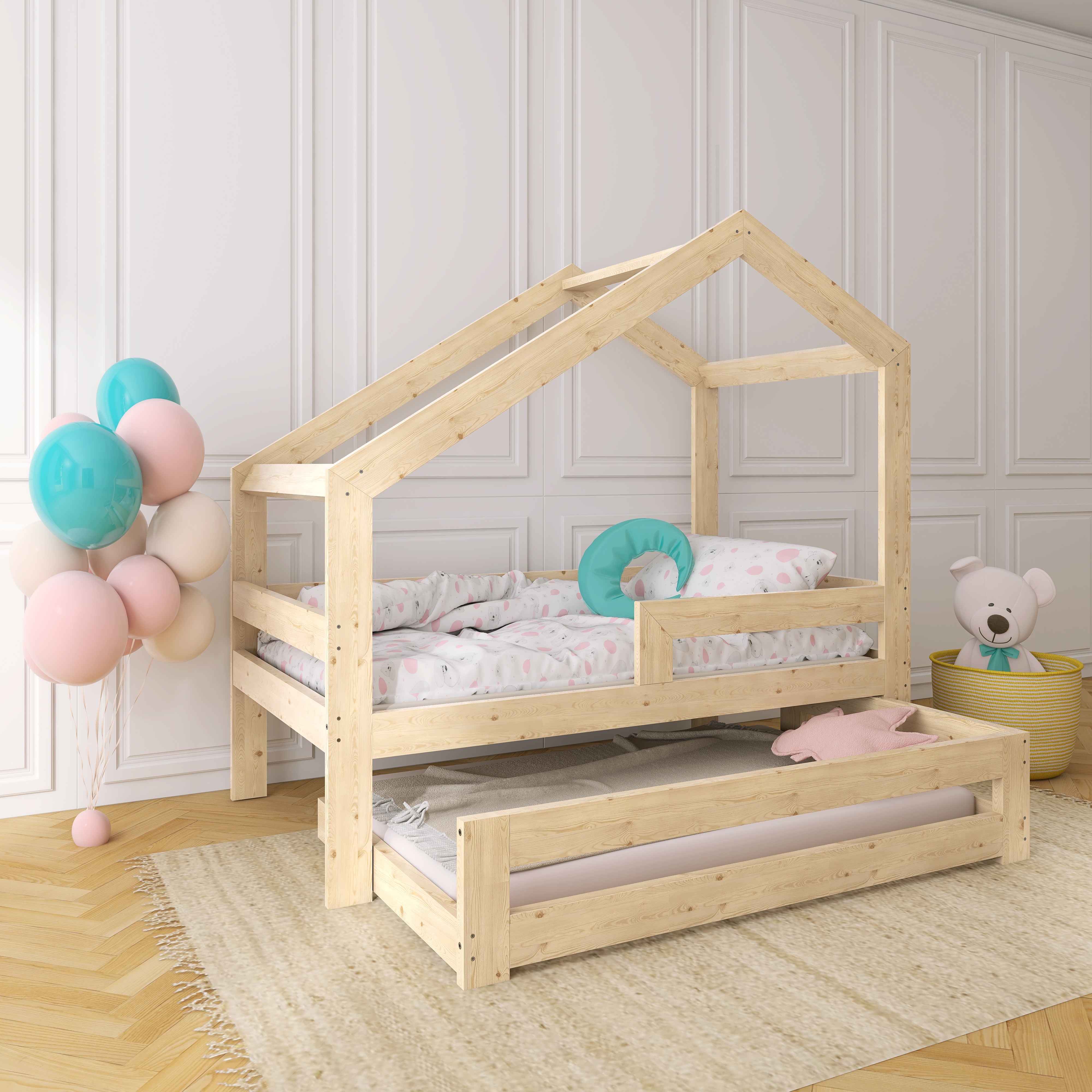 Ausziehbett mit Rausfallschutz Asymmetrisch 160x80/140x70